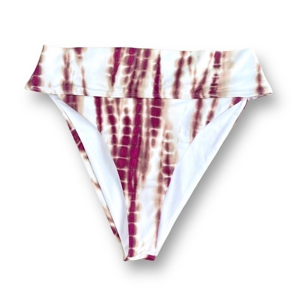 FOREVER 21 High-Waist Swim Bottoms in Magenta/White Tie-Dye Size Small (NWT) - Picture 1 of 8